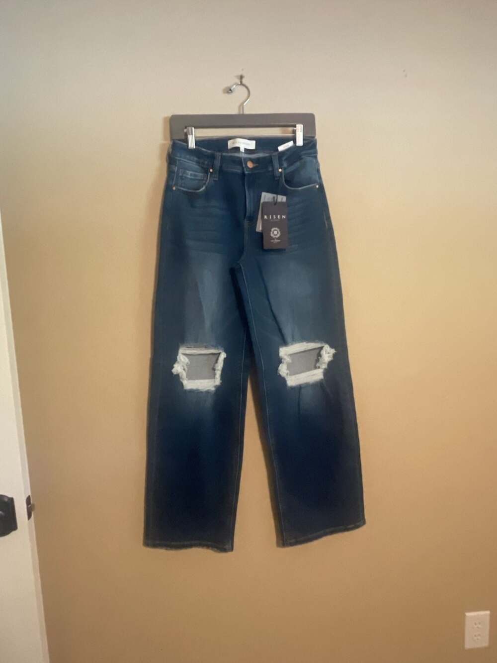 Risen Jeans Medium Wash Distressed Wide Leg Jeans Style PG21074 Size 5/27